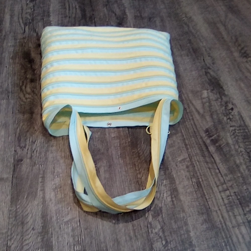 Striped Yellow and Blue Tote Bag